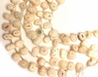 Solar Quartz Beads, Gemstone Beads, Natural Solar Quartz slices, White Solar Quartz 8 inch Strand 9-12 mm  8 inch