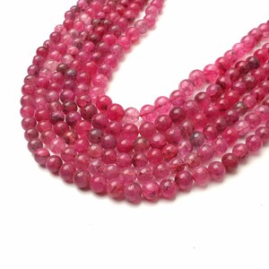 Pink Ruby Quartz Beads: AAA Smooth Round, 13 Inch Strand
