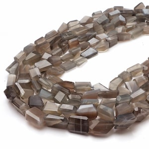 Gray moonstone beads, faceted beads, handmade beads, drilled beads, natural gray moonstone beads, drilled beads, for jewelry