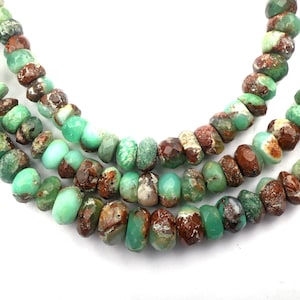 Chrysoprase beads, faceted beads, rondelle beads, drilled beads, natural chrysoprase beads, size 6-9 MM 8 inch strand, gemstone beads