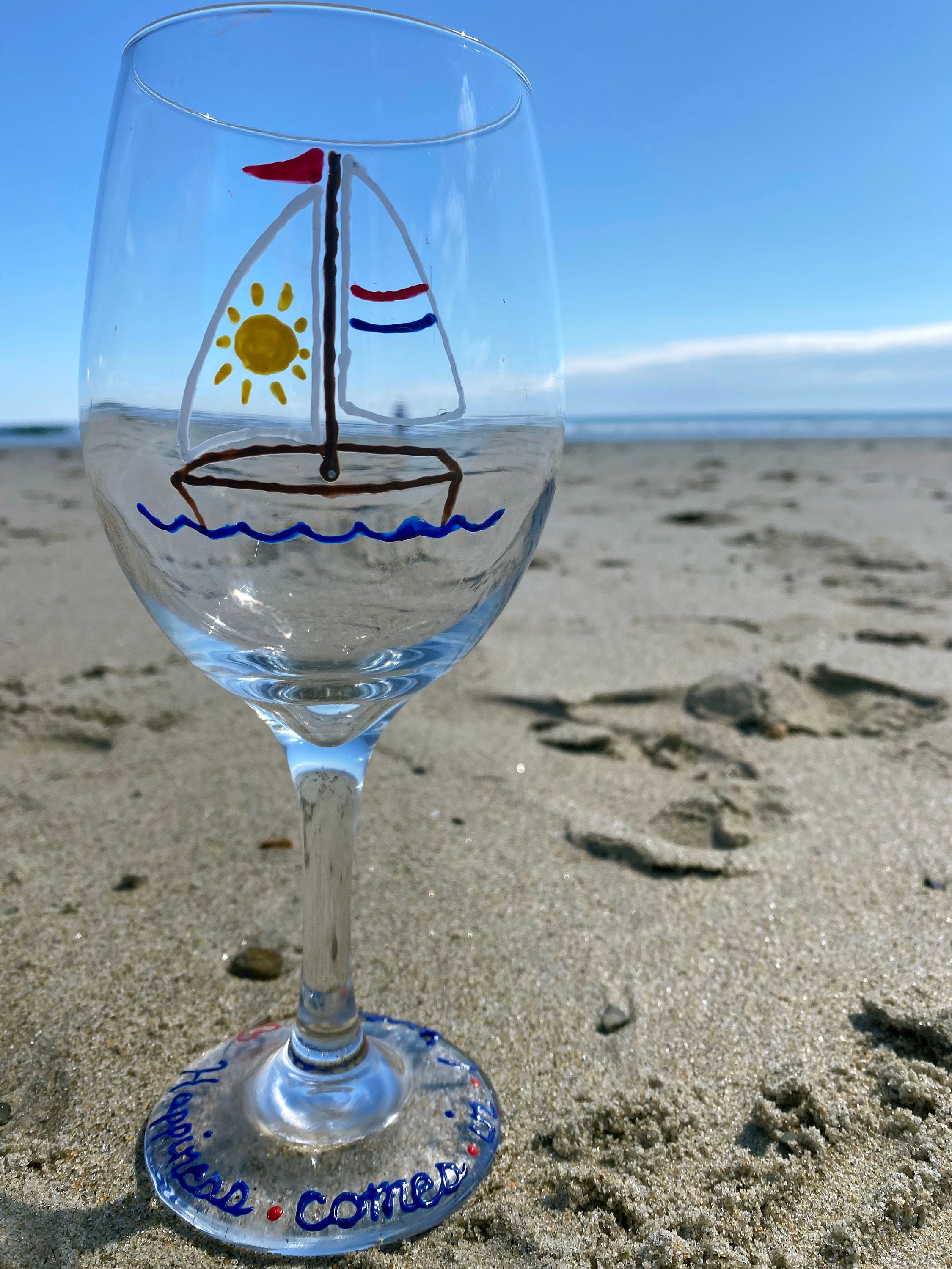 Sail Boat Wine Glass Etsy