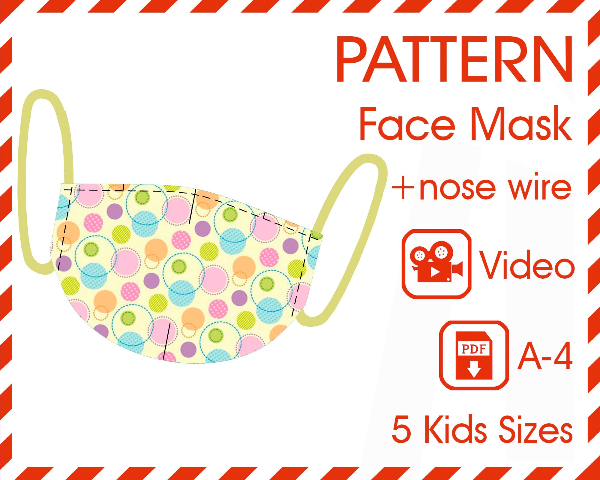 Children's Face Mask Sewing Pattern pdf Washable Face Etsy