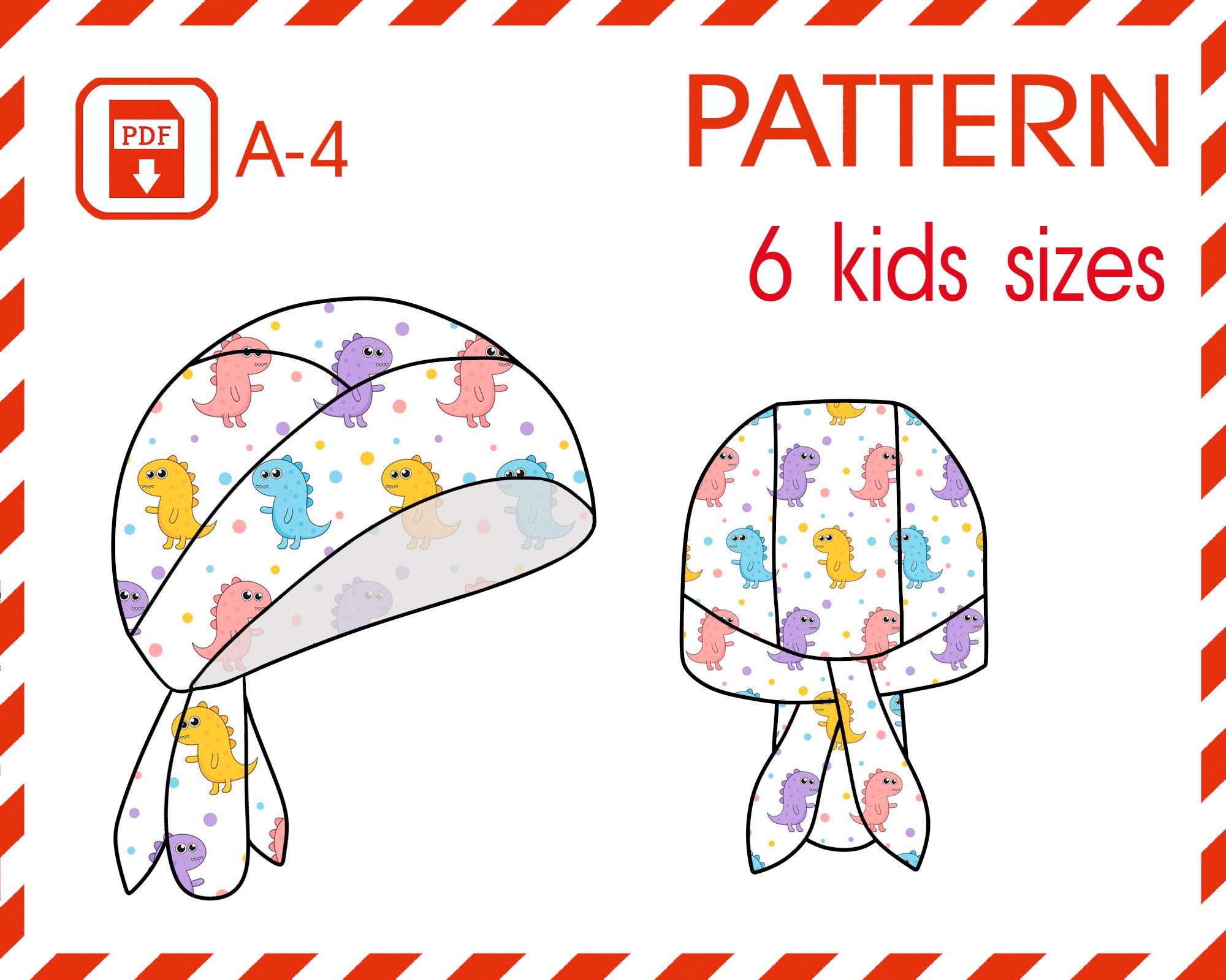 Kids Bandana Sewing Pattern PDF Bandana Head Scarf Etsy