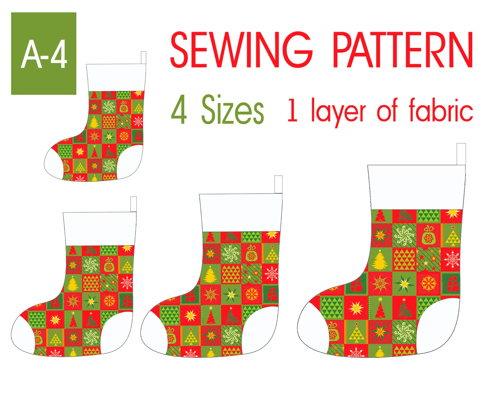 Holiday stocking pattern pdf socks sewing pattern Etsy