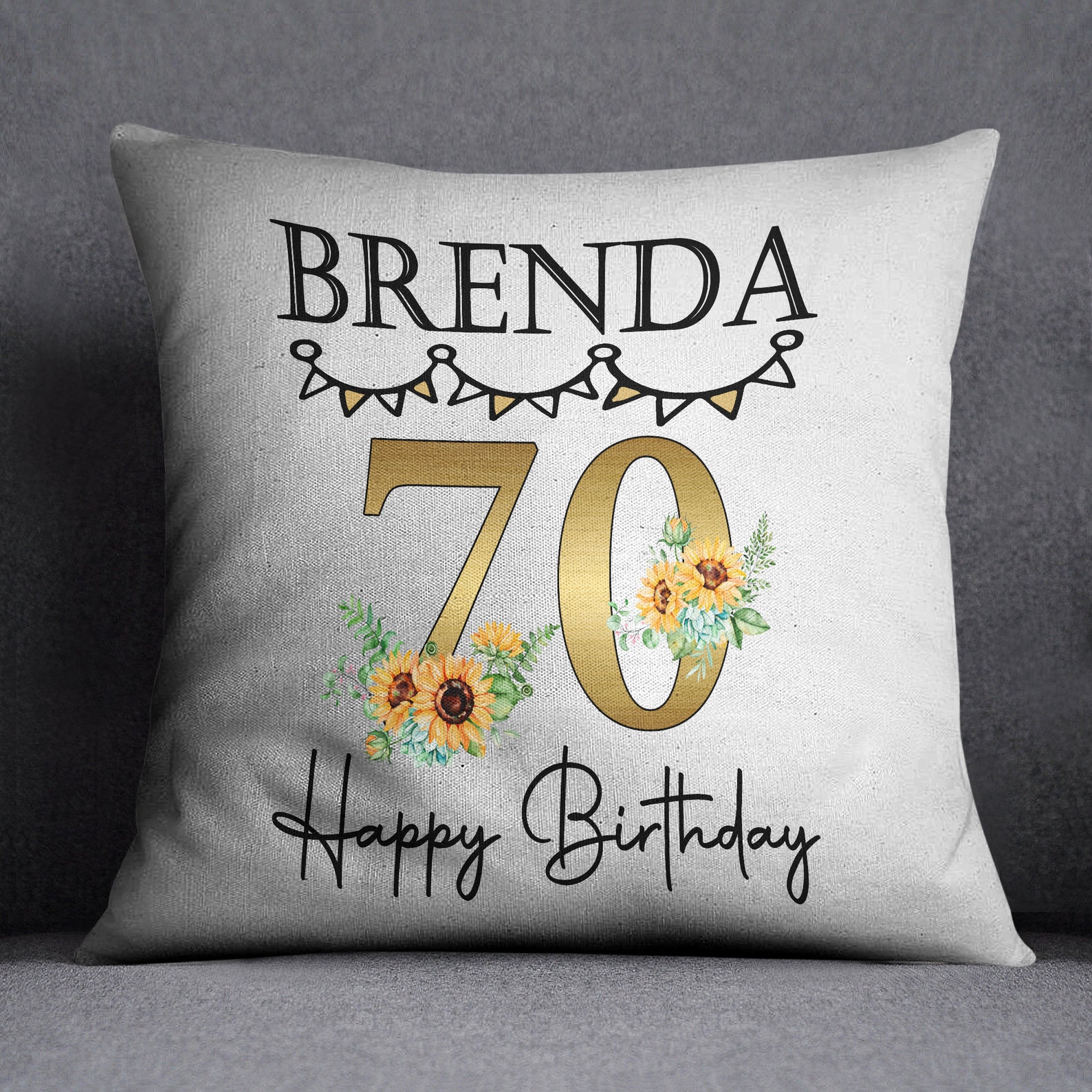 Personalised Special Birthday Pillow 70th Birthday Sunflower Etsy