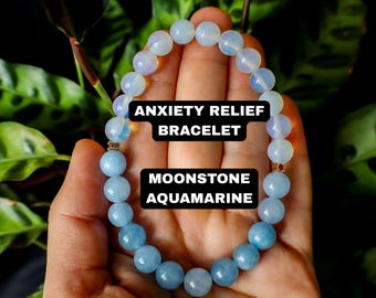 ANXIETY RELIEF BRACELET – Moonstone & Aquamarine | Intuition  Emotional Healing – Calming Crystal Jewelry for Women