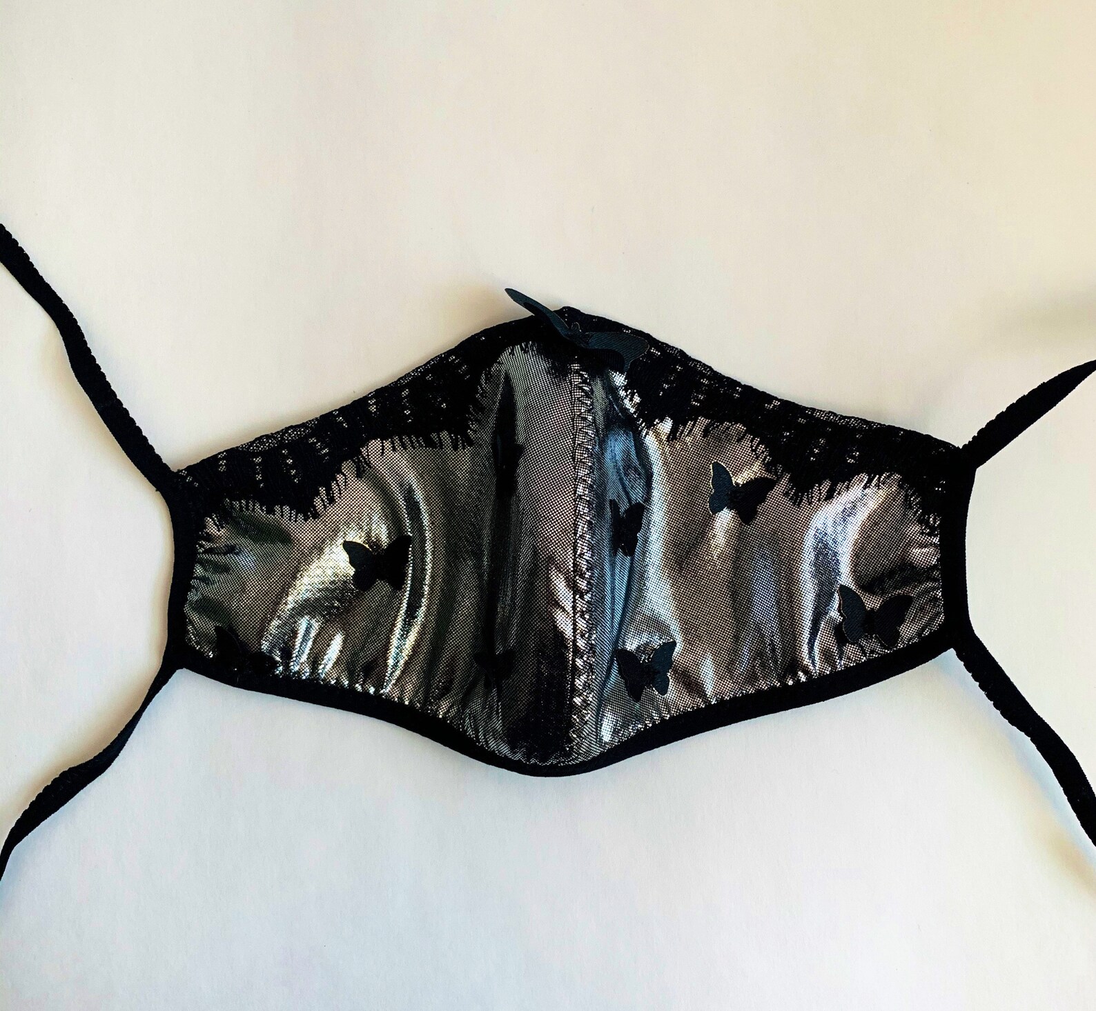 Metallic Face Mask Shiny Face Mask With Butterflies Unique Etsy