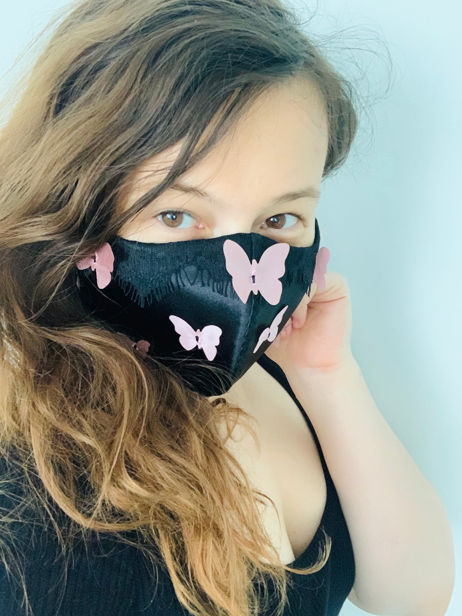 Black Satin Mask With Butterflies Sexy Designer Mask With Etsy