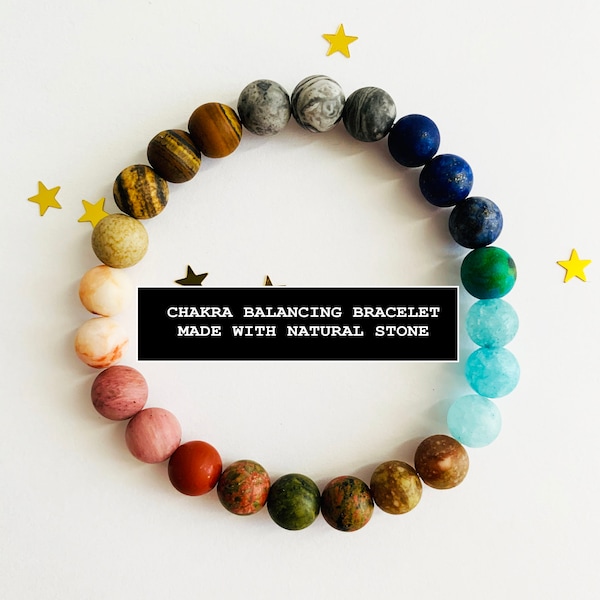 Handmade Gemstone Chakra Balancing Bracelet: Spiritual Healing Gift