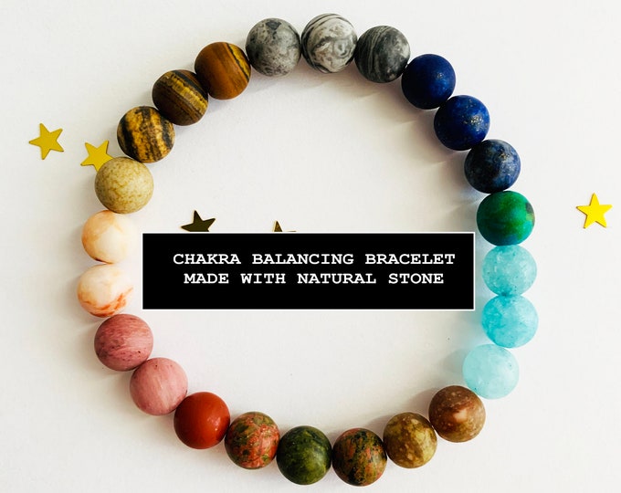 Handmade Gemstone Chakra Balancing Bracelet: Spiritual Healing Gift