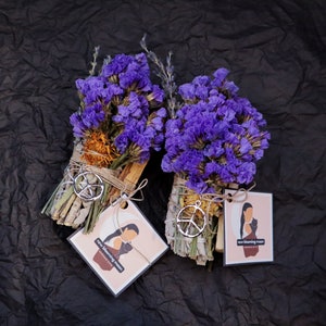 House Cleansing Gift PEACE SAGE BUNDLE | Inner Peace Gift | Cleansing Sage with Lavender Calendula Palo Santo and Peace sign