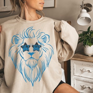 Vintage Detroit Football Sweatshirt Lion Mascot Football Crewneck Retro Style Lion Shirt Gift for Lion Football Fan Gift Michigan