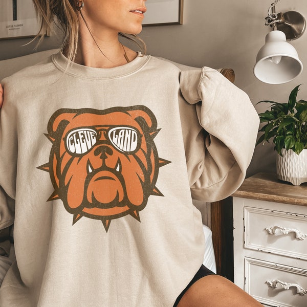 Cleveland Crewneck Sweatshirt, Go Brownies, Trendy Vintage Style Football Shirt for Game Day