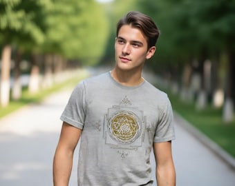 Sri Yantra Organic Cotton Tee: Hand-Dyed Sacred Geometry Shirt