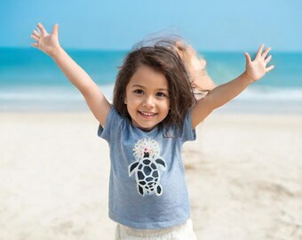 Kids Organic Cotton T-Shirt: Hand-Dyed Turtle Design