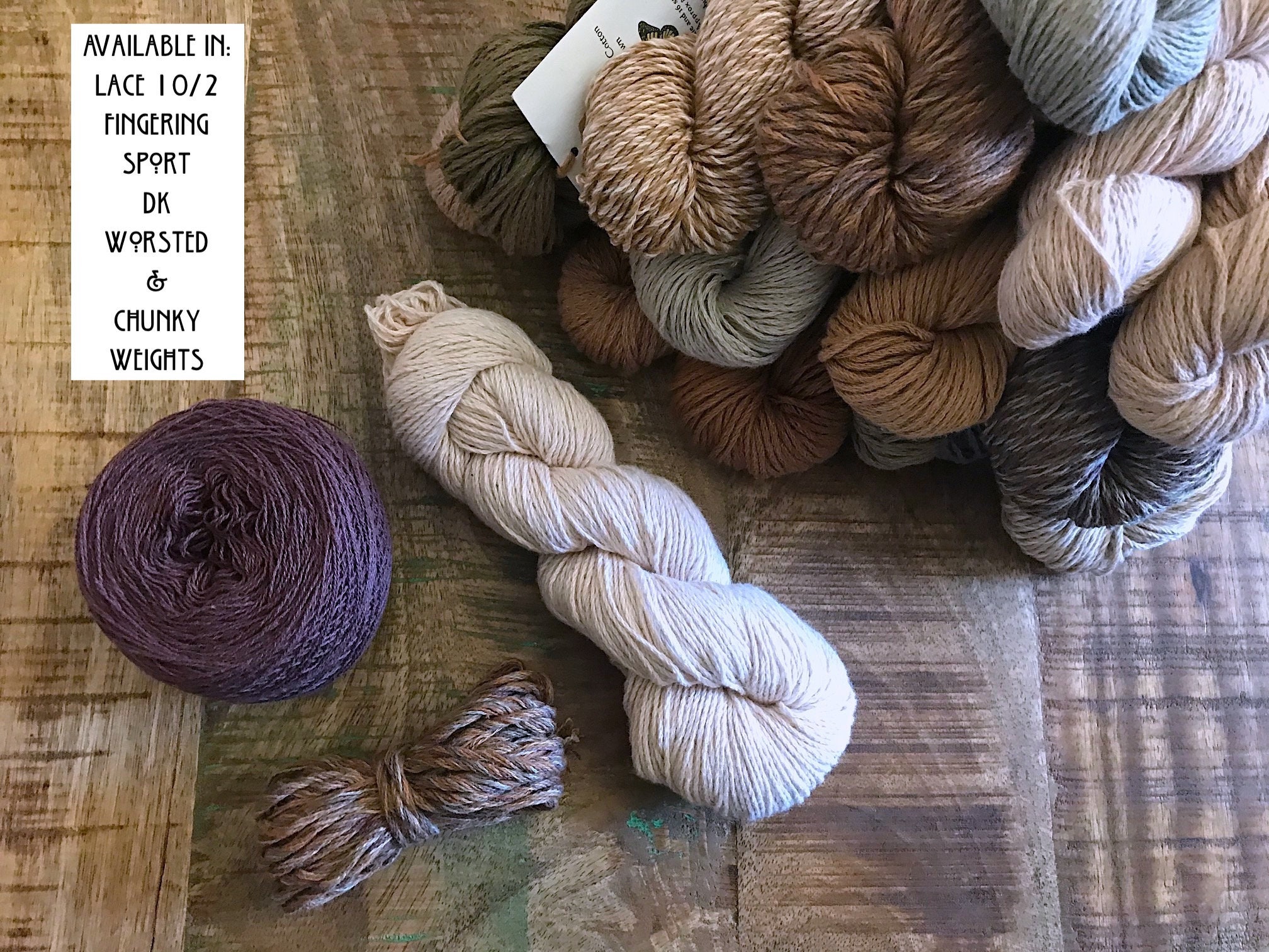 Organic Pima Cotton Undyed Yarn-Worsted Weight