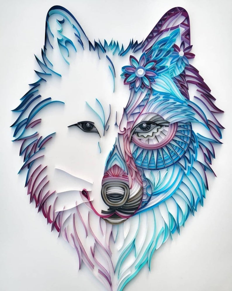 Wolf Quilling Paper Art Wall Hanging Luxury Home Decor Etsy