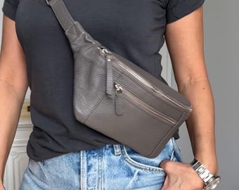 Riñonera o bandolera de piel auténtica Mancini