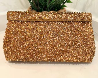 Vintage 60’s Gold Beaded Sequin Clutch