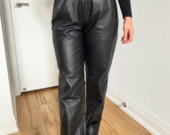 Vintage 90’s Leather Ranch High Waist Lambskin Leather Trousers / Size XS Made in Canada