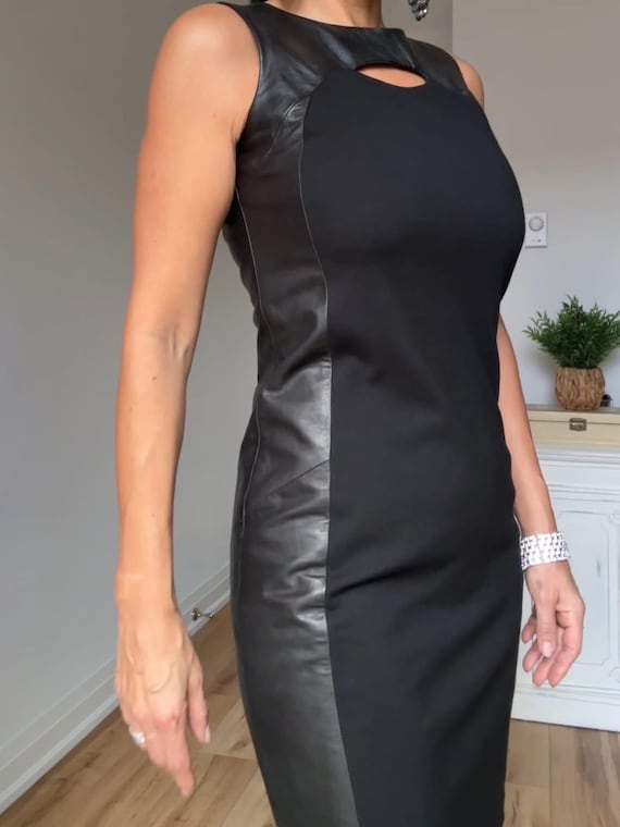 danier leather dress Y2K Black Sheath girly outfit