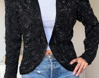 Vintage 80’s Sequin Beaded Silk Jacket
