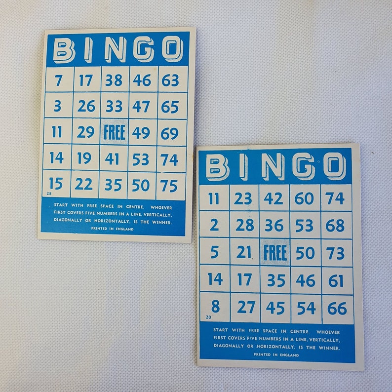 Vintage Blue Bingo Cards. 13.5 X 10cm. Pack of 6. | Etsy