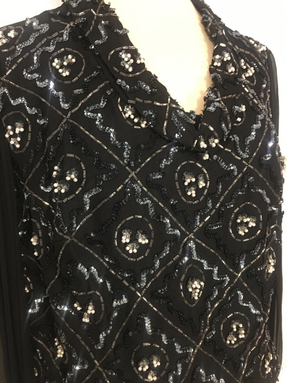 70's VINTAGE blusa in seta ricamata in paillettes