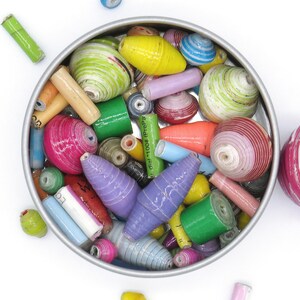 Loose Bead Assortment - Random Bead Assortment - Handcrafted Paper Beads - 50 Count