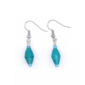 Turquoise Handmade Paper Bead Earrings - Great Gift for Her or Best Friend Gift