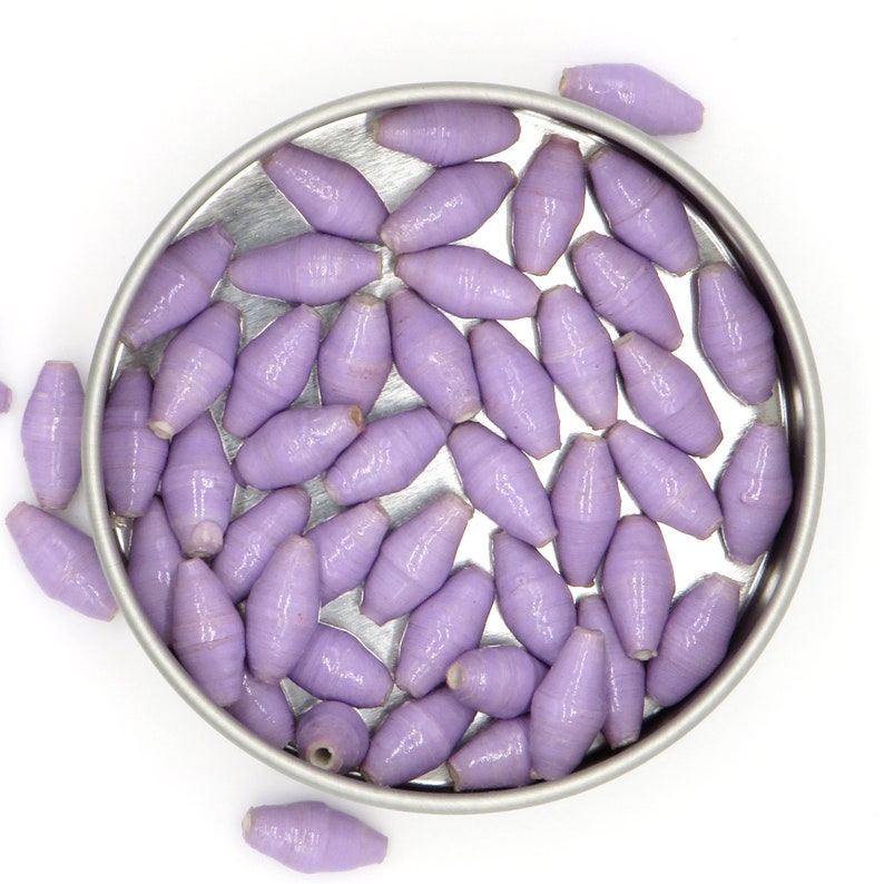 Fair Trade Beads Lilac Bead Assortment Handcrafted Recycled Paper Beads 50 Count