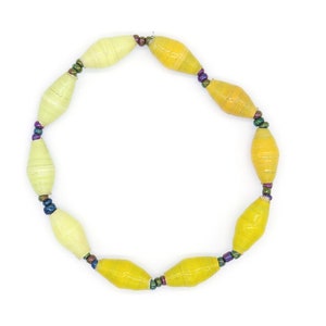 Shades of Yellow Bead Bracelet - Sunshine Yellow Handmade Paper Bead Bracelet – Fair Trade & Eco-Friendly
