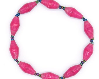 Pulsera elástica - pulsera de cuentas rosa caliente - pulsera de comercio justo hace un gran regalo para ella - pulsera Boho
