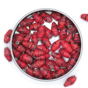 Red Bead Assortment -  Handcrafted Paper Beads -Fair Trade Beads Help Women - 50 Count