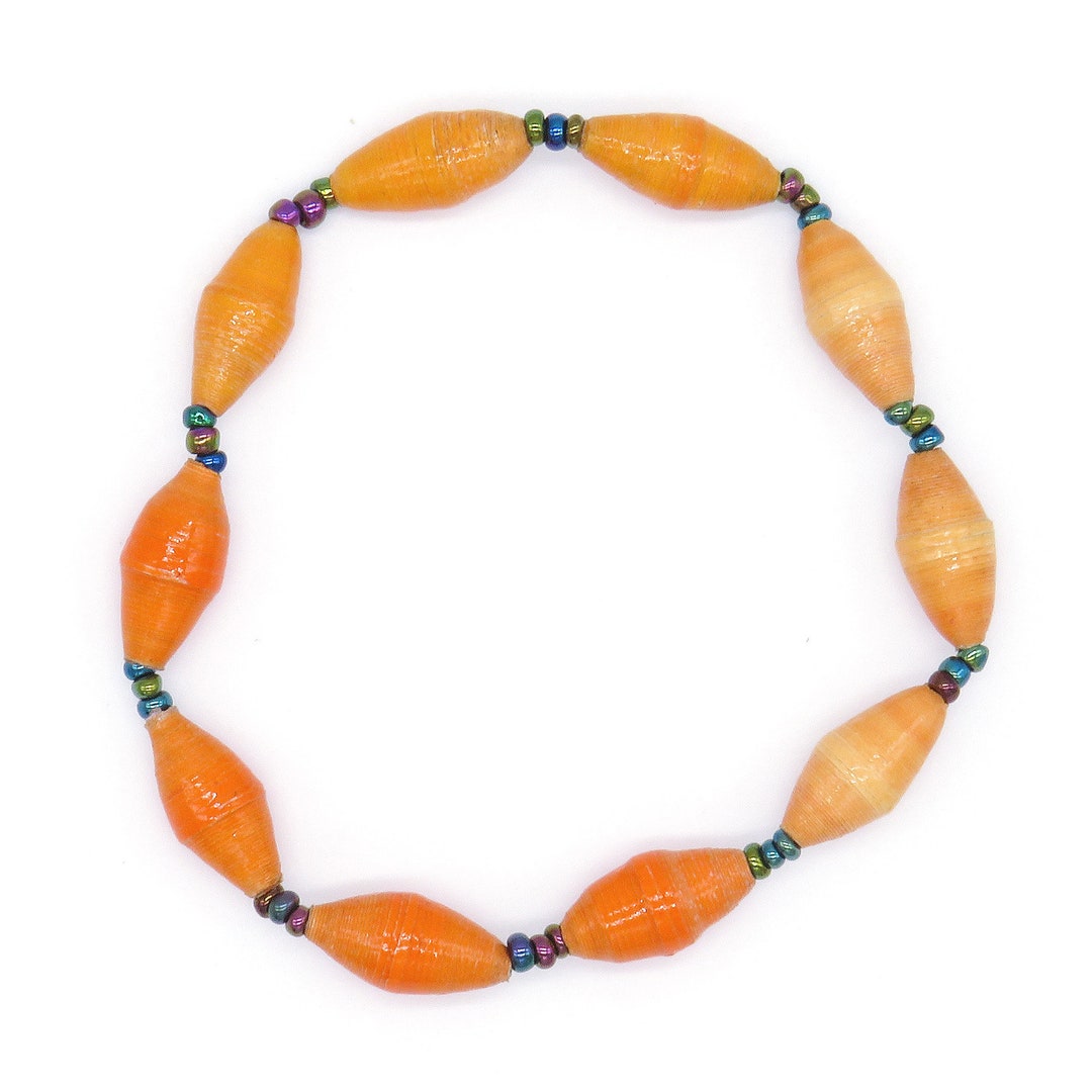 Orange Stretch Bracelet Shades of Orange Beaded Bracelet Etsy