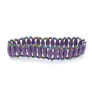 Stretch Bracelet - Women&#39;s Handmade Beaded Bracelet - Recycled Paper Bracelet - Purple Bracelet