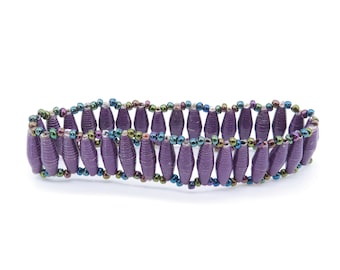 Stretch Bracelet - Women's Handmade Beaded Bracelet - Recycled Paper Bracelet - Purple Bracelet