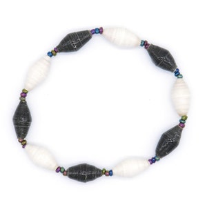 Elegant Monochrome Stretch Beaded Friendship Bracelet - Fair Trade African Craft