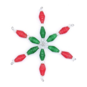 Classic Christmas Star Ornament - Handmade Beaded Christmas Ornament - Made from Recycled Paper - Star Ornament