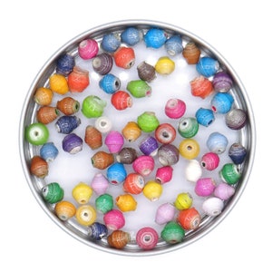 Small Bead Variety Mix - Loose Bead Assortment - Handcrafted Recycled Paper Beads - 70 Count - Micro Sized Beads