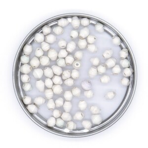 Small White Bead Mix - Loose Bead Assortment - Handcrafted Recycled Paper Beads - 70 Count - Micro Sized Beads