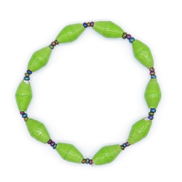 Lime Green Beaded Bracelet - Green Stretch Bracelet - Friendship Bracelet - Matching Bracelets - Fair Trade Bracelet