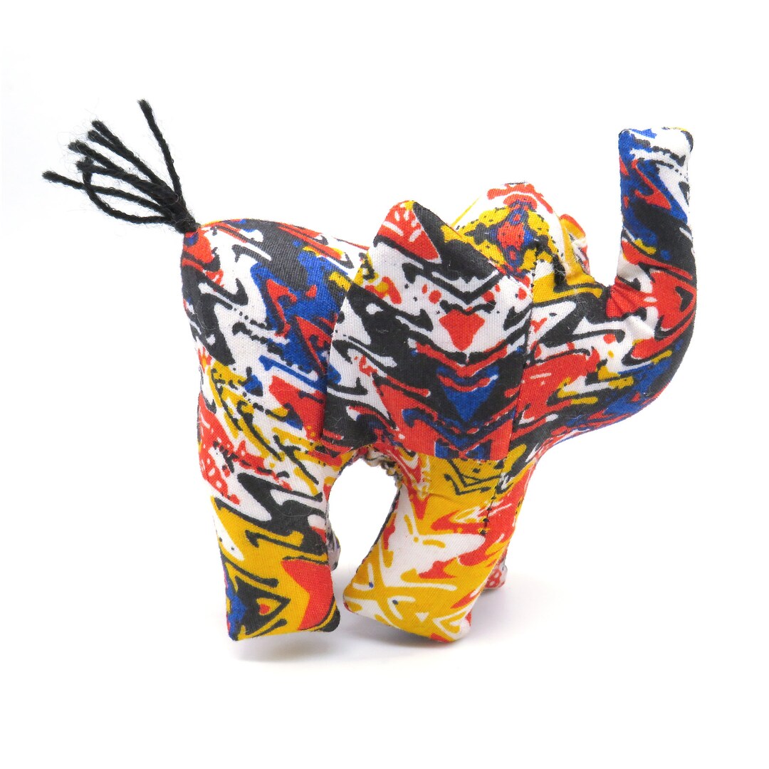 Handmade Stuffed Animal Elephant Multi Color Fabric Elephant Small
