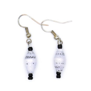 Paper Bead Earrings - White Flecked Fair Trade Earrings - A Great Gift for Her