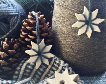 Eco Christmas Star Decoration: Air Dry Clay, PomPoms
