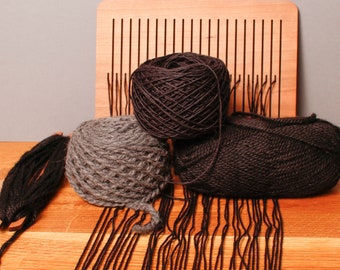 Yarn Pack, Black and grey wool for back strap weaving kit, Weaving yarn pack, Wool and alpaca