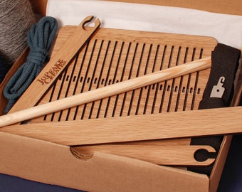 Small Loom Weaving Kit: Oak, Back Strap loom.