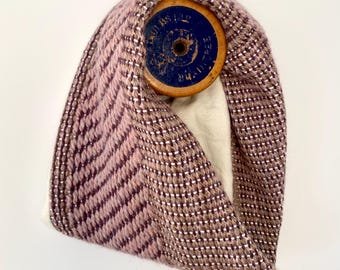 Handwoven Pink wool and Alpaca Neck Warmer: Soft Wool Scarf