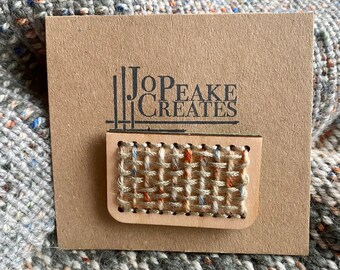 Brooch, Wooden jewellery, Woven jewellery, Weavers badge,