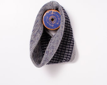 Handwoven Navy wool Alpaca Neck Warmer: Soft Single Loop Scarf